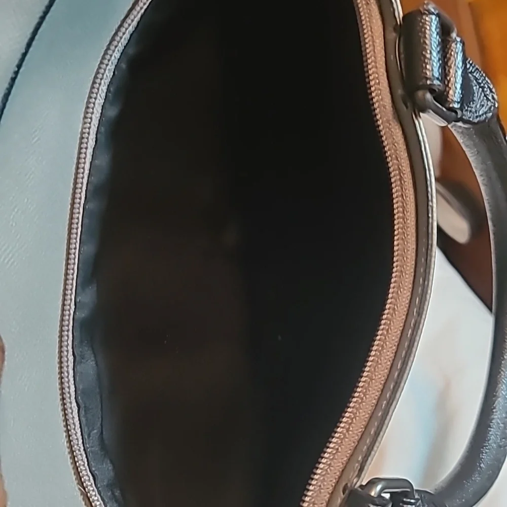 Coach Leather Briefcase In Grey And Black